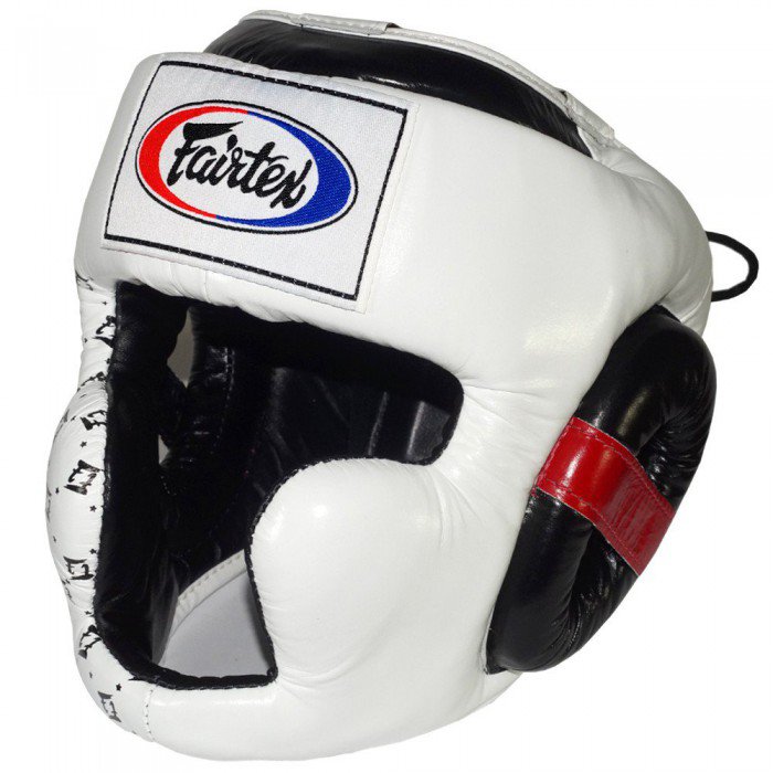 Fairtex ヘッドギア HG10 ホワイト S Fairtex HG10 Super Sparring Headgear White/Black 6010