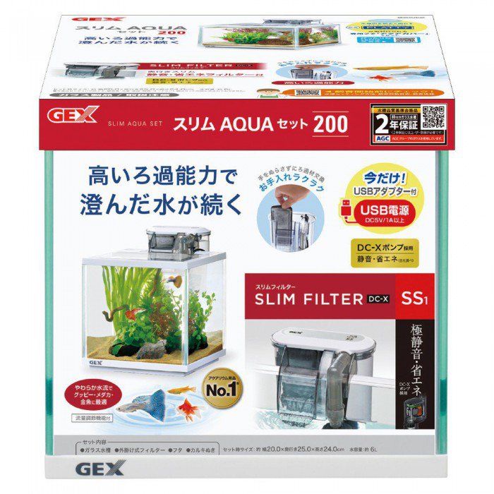 水槽用品 GEX full set AQUARIUM 60CM GEX Gex Glass Terrier Slim 600 6-Piece Set, DC Pump